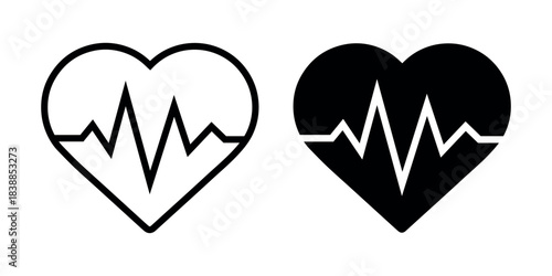 Heartbeat line icon set for medical, and UI