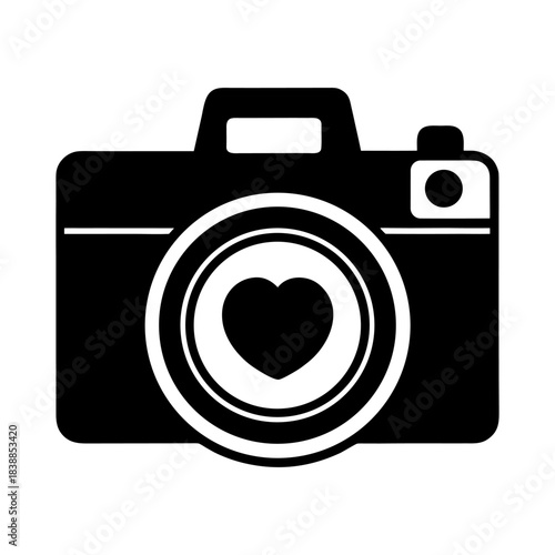 Love Capture Camera Icon Isolated on White.