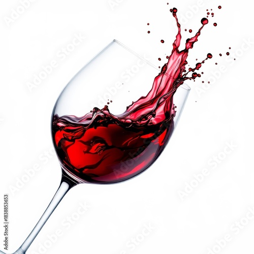 Wine splash in a glass isolated on white background dynamic motion