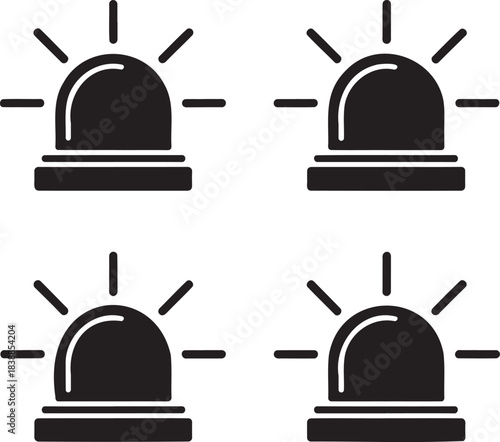 Black and White Service Bell Vectors – Notification and Attention Symbols 1