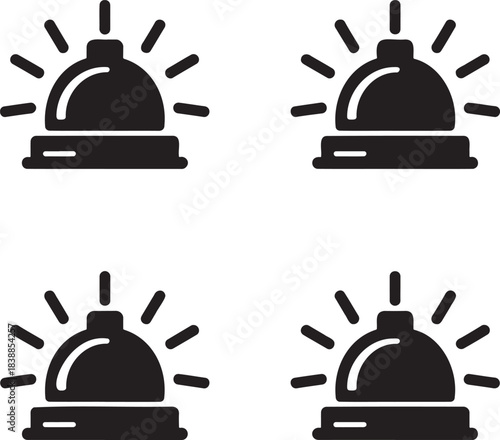 Black and White Service Bell Vectors – Notification and Attention Symbols 1