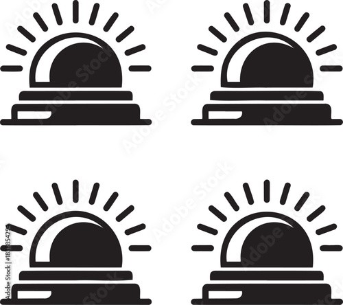 Black and White Service Bell Vectors – Notification and Attention Symbols 1