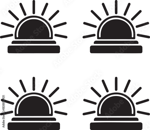 Black and White Service Bell Vectors – Notification and Attention Symbols 1