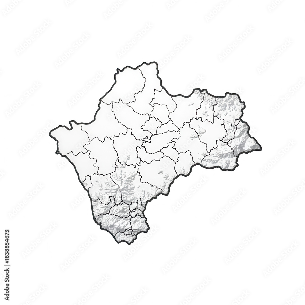 Obraz premium Map of India with state and district boundaries on black background illustration