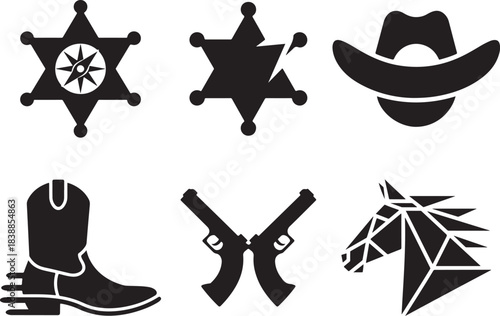 Western Law and Desert Icon Set