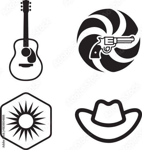 Western Music and Desert Icon Set