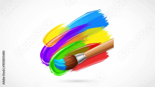 Colorful paint brush strokes vibrant abstract art creation concept isolated on white background