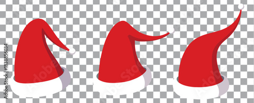 Collage with Santa Claus hats, closeup objects. Santa Hat Illustration