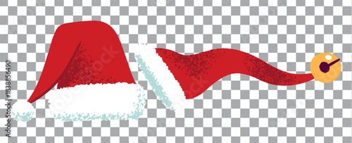 Collage with Santa Claus hats, closeup objects. Santa Hat Illustration