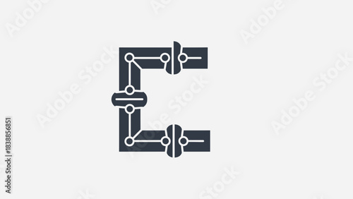 Abstract circuit board letter C technology and engineering concept digital network symbol for IT ind
