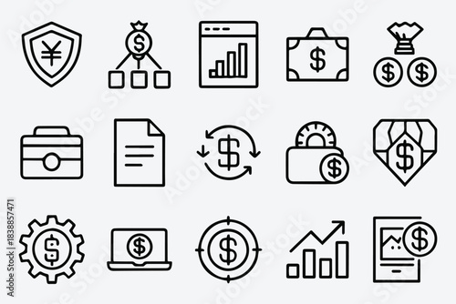 Business and Finance Icon Set Vector
