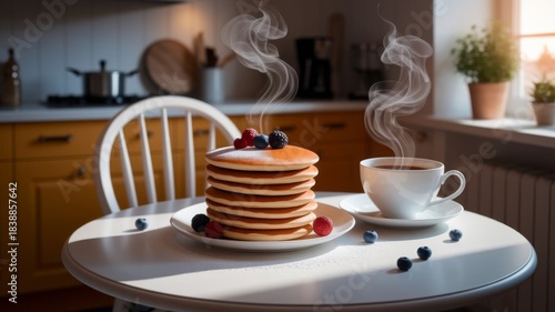 Wallpaper Mural Pancake with Berries and Coffee Torontodigital.ca