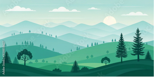 landscape with mountains and blue sky