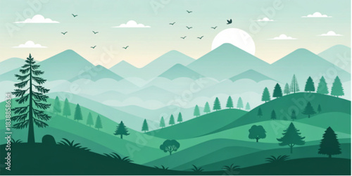 landscape with mountains and blue sky