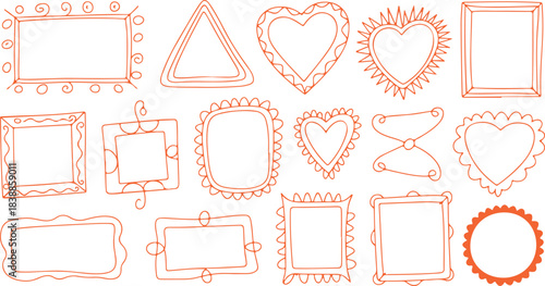 Collection of decorative hand-drawn doodle frames and borders in various shapes