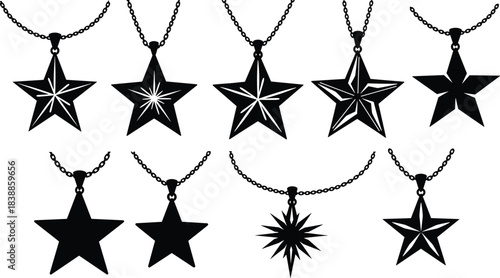 "Star pendant necklaces, celestial jewelry collection, elegant fashion accessories, minimalist and ornate designs, cosmic charm pendants