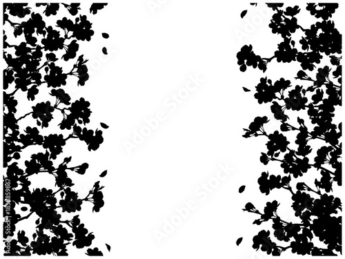 さくらのフレーム④左右_シルエット_黒