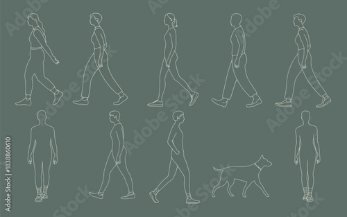 Detailed Line Art People Group Outline