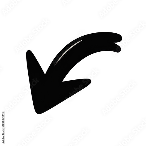 Black Arrow Pointing Down Left isolated on a transparent background
