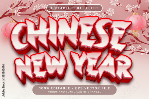 chinese newyear 3d text effect and editable text effect with lanterns and Chinese ornaments background