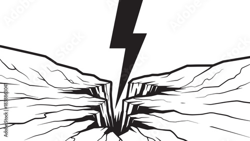Lightning Bolt Cracking Earth Illustration ground split