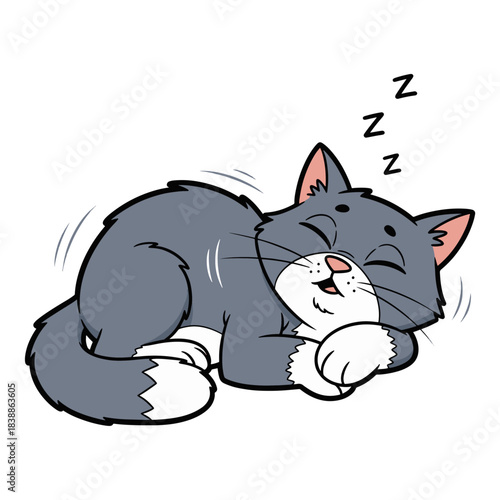 expression of a fierce cat character sleeping