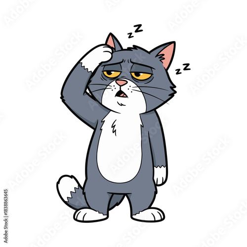 expression of a fierce cat character who is sleepy