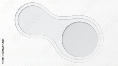 White bond paper with abstract 3d freeform frames overlapping in layers paper cut style