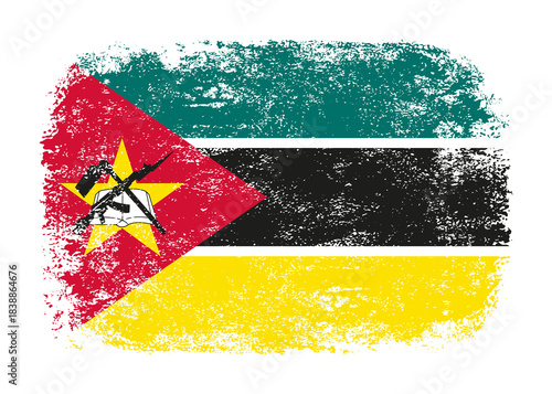 Mozambique flag png. Isolated grunge brush stroke flag of Mozambique illustration transparent png