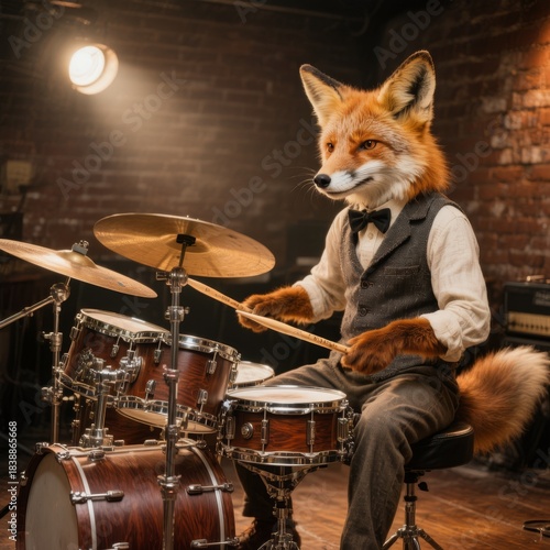Anthropomorphic fox plays t...