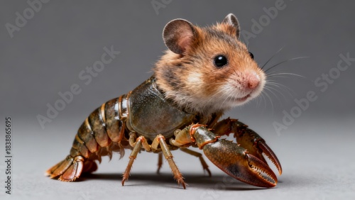 Hybrid animal between hamster and crayfish, Surreal image