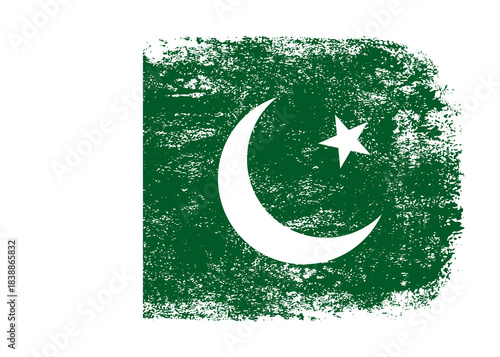 Pakistan flag png. Isolated grunge brush stroke flag of Pakistan illustration transparent png