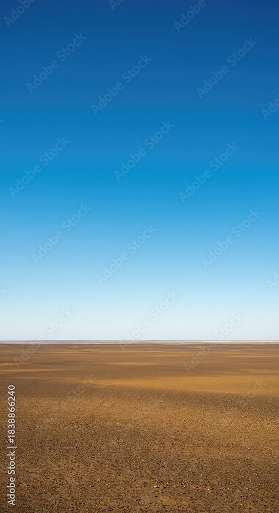 Fototapeta premium Expansive minimalist abstract view of an infinite horizon line separating the limitless empty sky and a vast, untouched terrestrial plain ,vast ,serene ,abstract