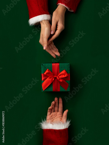 santa claus holding a gift box
