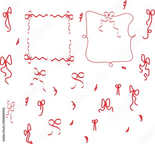 set of coquet bow and ribbon  hand drawn frames  arithmetic expression that needs to be simplified. 
