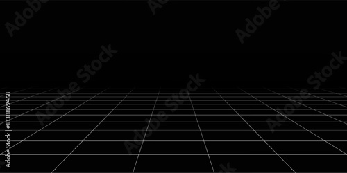 Vaporwave red laser grid angle on black background. Vector illustration of abstract mesh pattern. Retro futuristic 80s sci fi matrix landscape. Classic