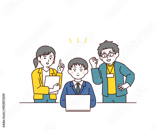 勉強を教えてもらう学生のイメージイラスト