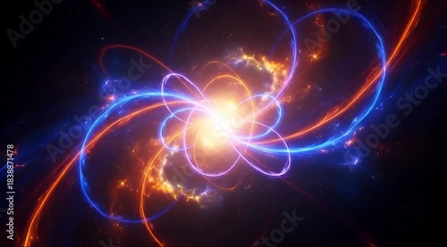 Wallpaper Mural Abstract glowing energy rings and light trails in deep space Torontodigital.ca