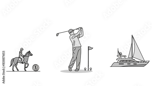 Black vector silhouette of a man holding a sword in a simple cartoon illustration style