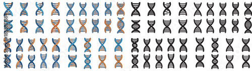 DNA helix strands in various colors with transparent background