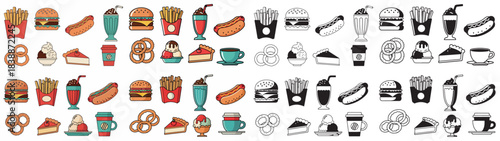 Fast food icons set with transparent background