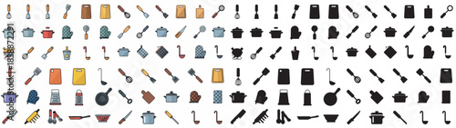 Cooking utensils and cookware collection with transparent background