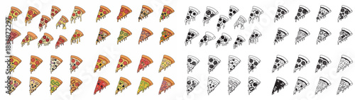 Pizza slices collection with transparent background