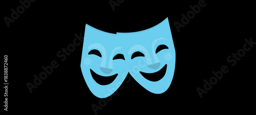 Emotional Theater masks icon. Comic and tragic mask.