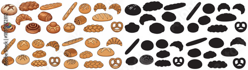 Assorted baked goods collection with transparent background