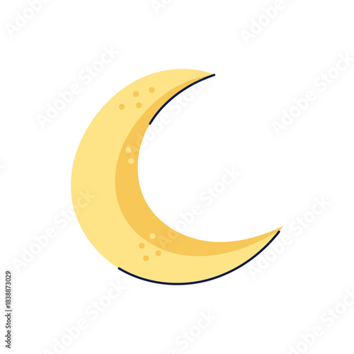 Hand drawn Crescent Moon. Sky and weather design element. Isolated vector illustration on white background.