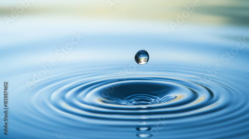 Water drop falling. Drop of water falling into a rippled surface of water