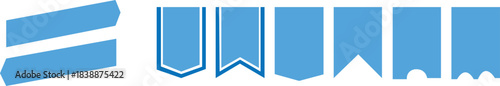 set of blue ribbon baner icon