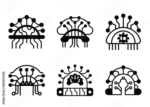 Digital brains collection, representing artificial intelligence, neural networks, and complex systems