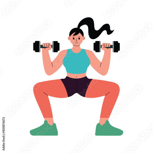 Dumbbell Squats Vector Flat Illustration EPS 10 file